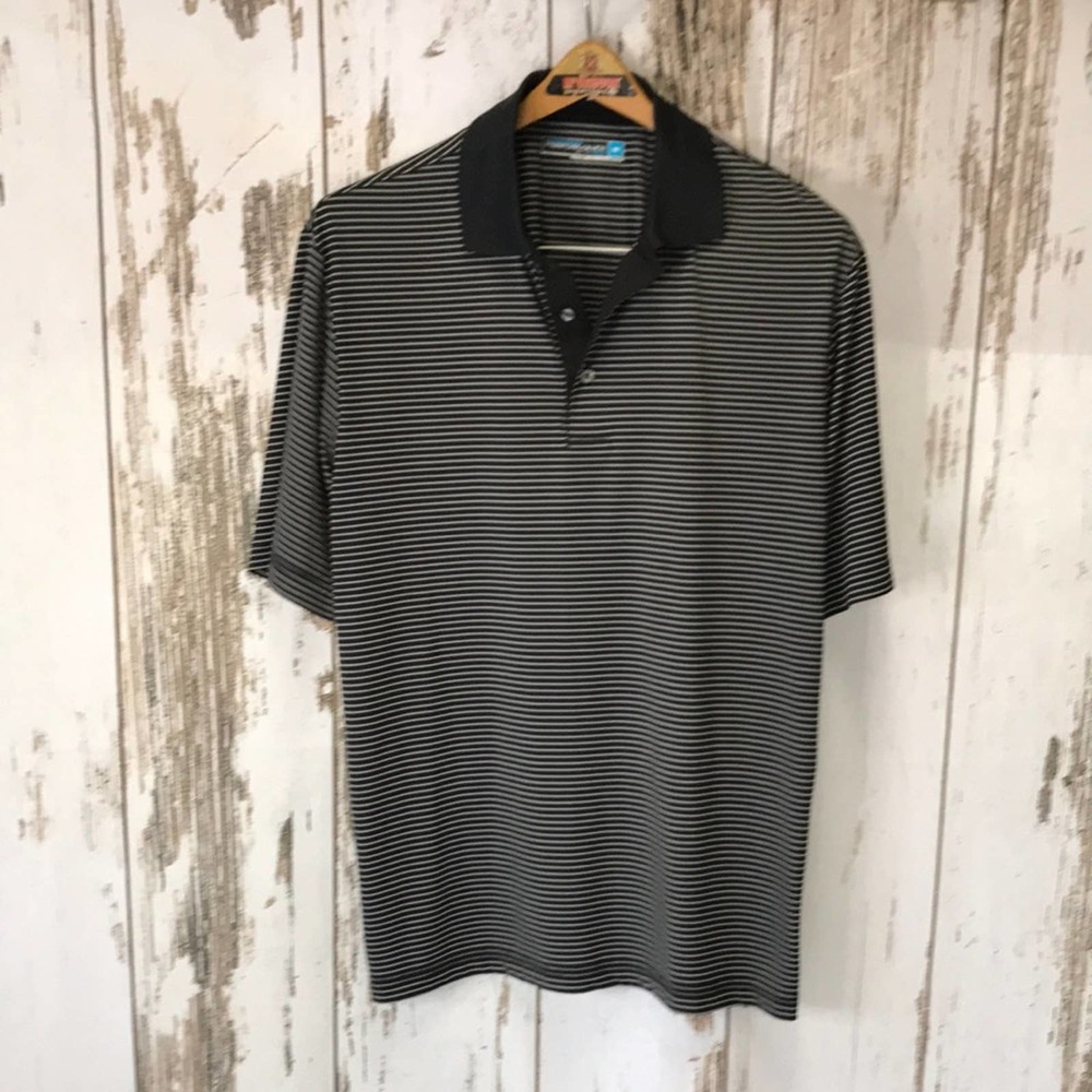 Roundtree & Yorke Black & White Striped Polo Shirt
